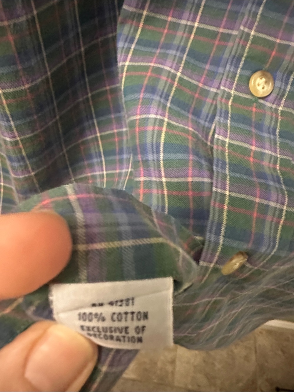 Ralph Lauren Blue-Green Plaid Classic Button-Down Shirt 100% Cotton Size XLT - Picture 5 of 5